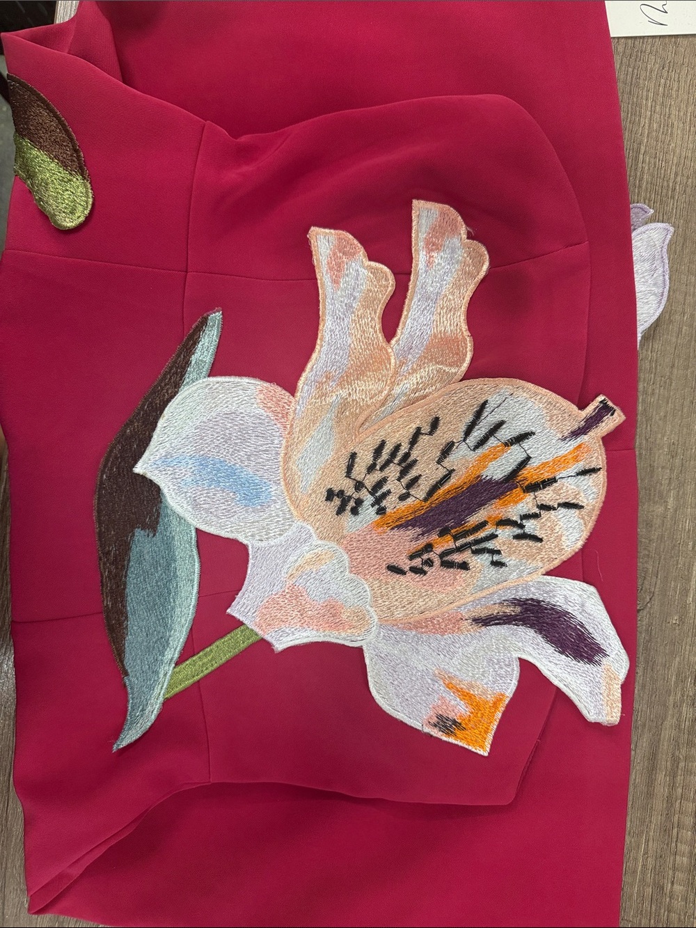 Strapless Floral Appliqué Mini Dress in Fuchsia - Picture 4 of 6